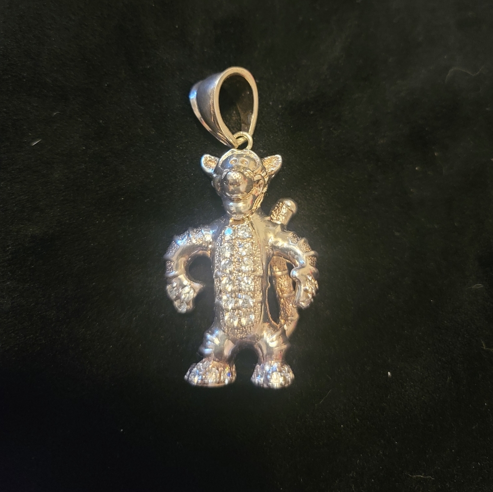 RARE Large Sterling Silver and CZ Tigger Charm. 3 inches